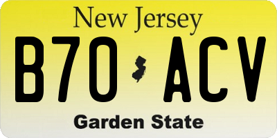 NJ license plate B70ACV