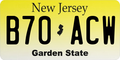 NJ license plate B70ACW