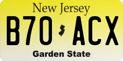 NJ license plate B70ACX