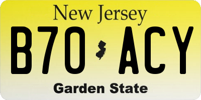 NJ license plate B70ACY
