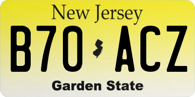 NJ license plate B70ACZ