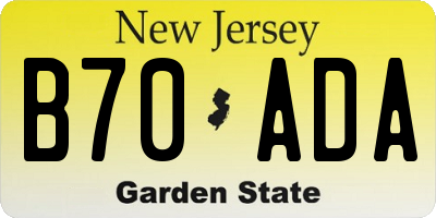 NJ license plate B70ADA