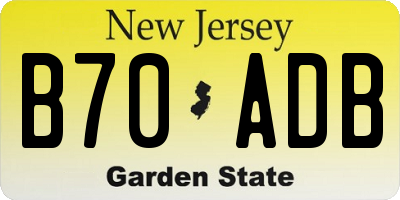 NJ license plate B70ADB