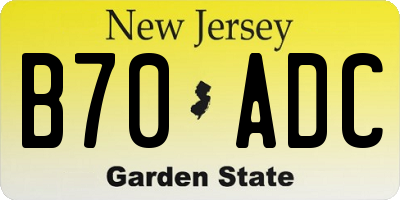 NJ license plate B70ADC