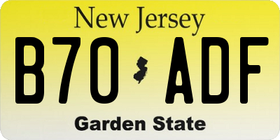 NJ license plate B70ADF