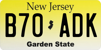 NJ license plate B70ADK