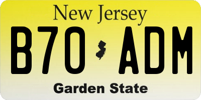 NJ license plate B70ADM