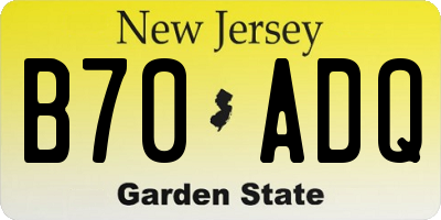 NJ license plate B70ADQ