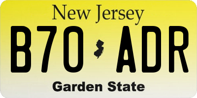NJ license plate B70ADR