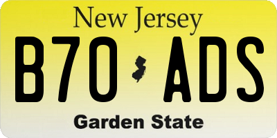 NJ license plate B70ADS