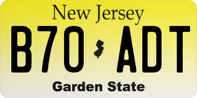 NJ license plate B70ADT