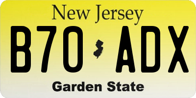 NJ license plate B70ADX
