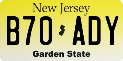 NJ license plate B70ADY