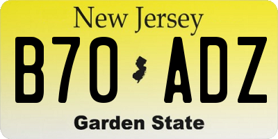 NJ license plate B70ADZ