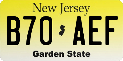 NJ license plate B70AEF