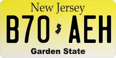 NJ license plate B70AEH