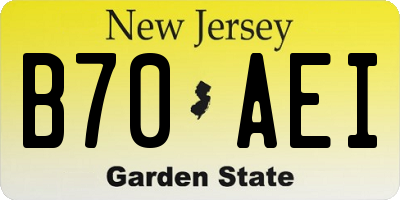 NJ license plate B70AEI