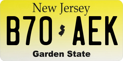 NJ license plate B70AEK