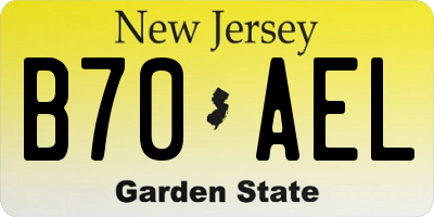 NJ license plate B70AEL