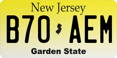 NJ license plate B70AEM