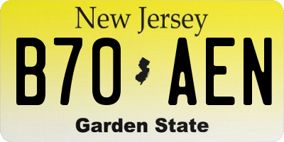 NJ license plate B70AEN