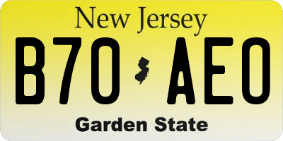 NJ license plate B70AEO