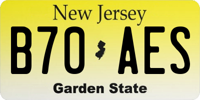 NJ license plate B70AES