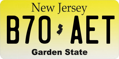 NJ license plate B70AET
