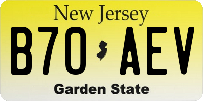 NJ license plate B70AEV