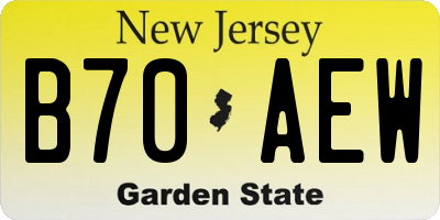 NJ license plate B70AEW