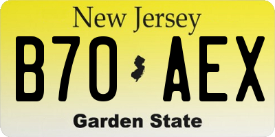 NJ license plate B70AEX