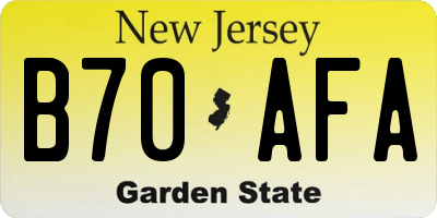 NJ license plate B70AFA
