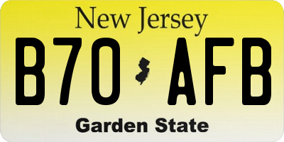 NJ license plate B70AFB