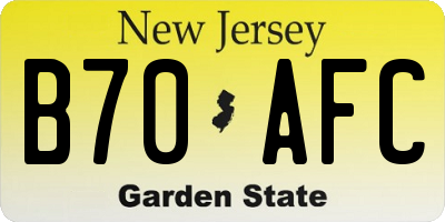 NJ license plate B70AFC