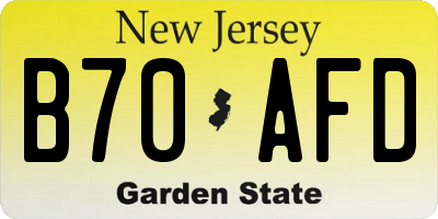 NJ license plate B70AFD