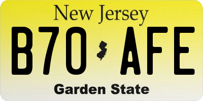 NJ license plate B70AFE