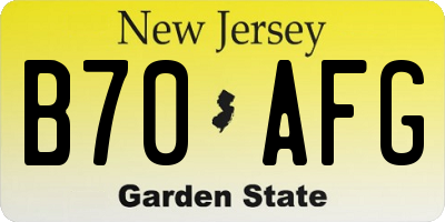 NJ license plate B70AFG
