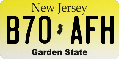 NJ license plate B70AFH