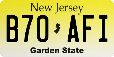 NJ license plate B70AFI
