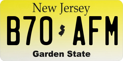 NJ license plate B70AFM