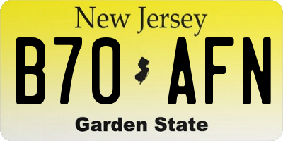NJ license plate B70AFN