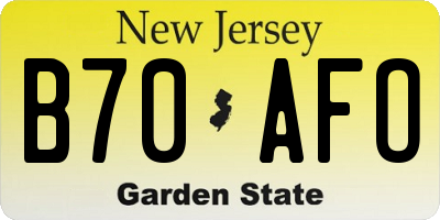 NJ license plate B70AFO