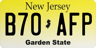 NJ license plate B70AFP