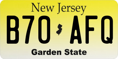 NJ license plate B70AFQ