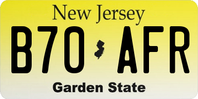 NJ license plate B70AFR