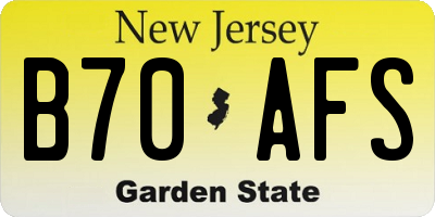 NJ license plate B70AFS