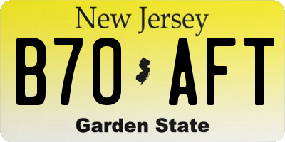 NJ license plate B70AFT