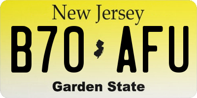 NJ license plate B70AFU