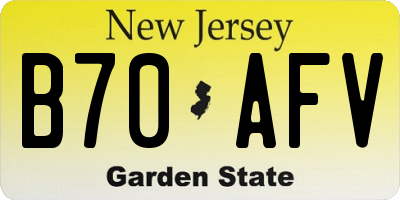NJ license plate B70AFV
