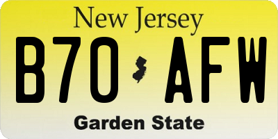 NJ license plate B70AFW